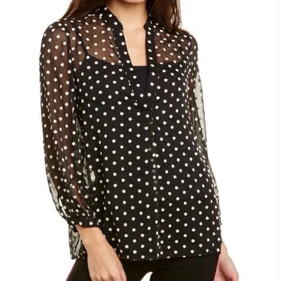 Alice + Olivia Sheila Sheer blouse with embroidered flowers, S - Picture 1 of 9